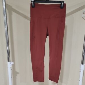 90 Degree By Reflex High-Waisted Cropped Pants in Rust